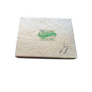Midway Plastic Coated Pinochle Cards Vintage Deck Flowers. Set Of Two Used